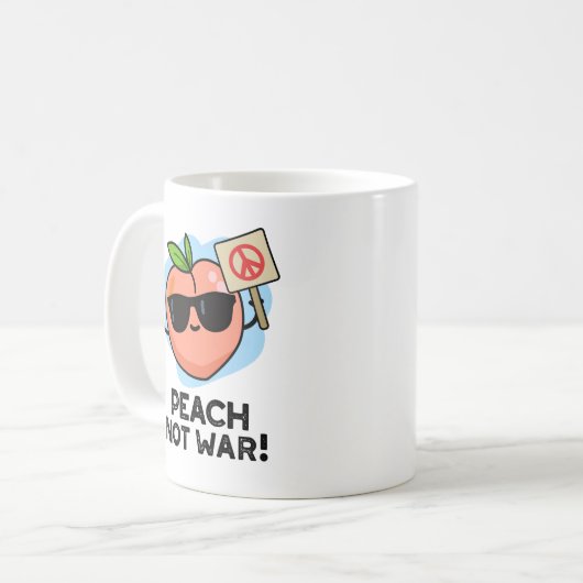Peach Not War Funny Fruit Puff Kaffeetasse (Vorderseite Links)