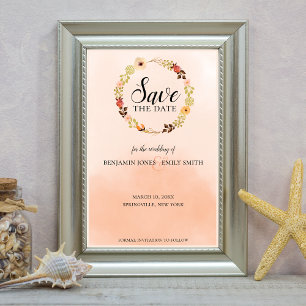 Peach Ombre Wreath Wedding Save The Date