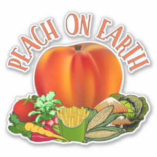 Peach on Earth Funny Christmas Puff Aufkleber