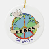 Peach on Earth Globe Peace Dove Keramik Ornament (Vorne)