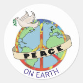 Peach on Earth Globe Peace Dove Runder Aufkleber (Vorderseite)