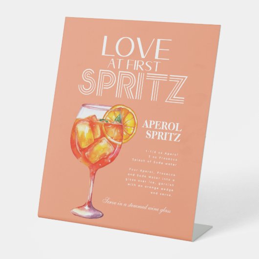 Peach Orange Aperol Spritz Brautparty Sockelschild (Vorderseite)