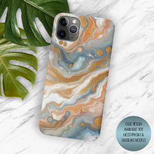 Peach Orange Aquamarin Blue Gold Marmor Art Muster Case-Mate iPhone Hülle