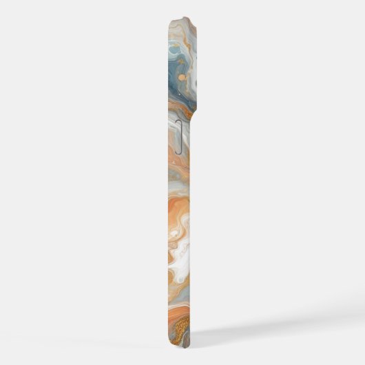 Peach Orange Aquamarin Blue White Gold Marmormuste iPhone Hülle (Rechte Seite)