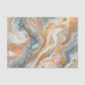 Peach Orange Aquamarin Blue White Gold Marmormuste Seidenpapier (Vorderseite)