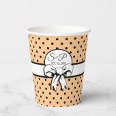 Peach Orange Black Polka Dot White Bow personalisi Pappbecher (Rückseite)