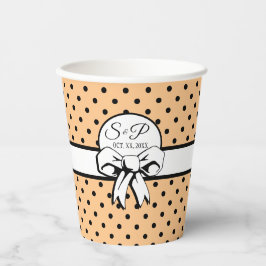 Peach Orange Black Polka Dot White Bow personalisi Pappbecher