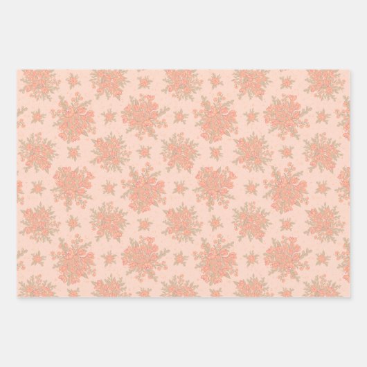 Peach Orange Blume Bloral Geschenkpapier Set (Vorderseite 3)