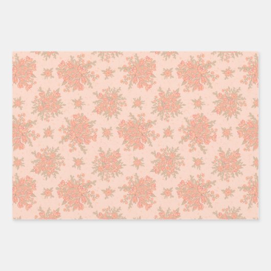 Peach Orange Blume Bloral Geschenkpapier Set (Vorderseite 2)