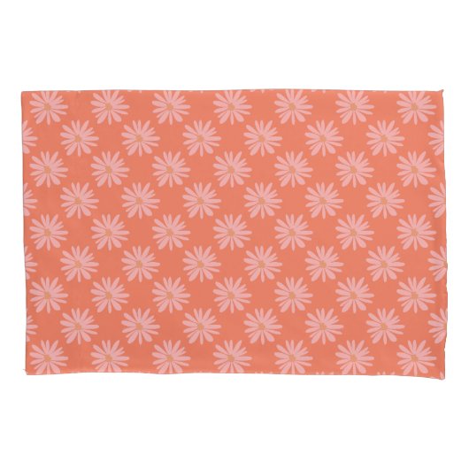 Peach Orange BOHO Chic Daisy Muster Retro Floral Kissenbezug (Vorderseite)