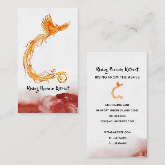 *~* Peach Orange Burgund Red Phoenix Flammen Visitenkarte (Vorne/Hinten)