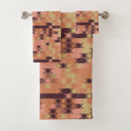Peach orange burgundy yellow geometric badhandtuch set
