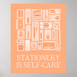 Peach Orange Creative Tools Illustration Self Care Poster