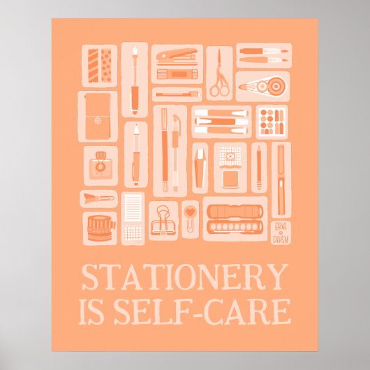 Peach Orange Creative Tools Illustration Self Care Poster (Vorne)