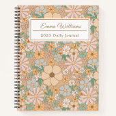 Peach Orange Floral | Eleganter Spiral Notizblock (Vorderseite)