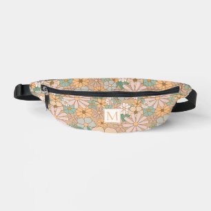 Peach Orange Floral Monogram personalisieren Bauchtasche