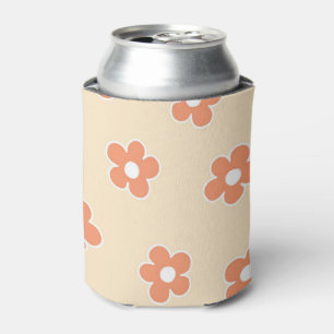 Peach Orange Floral Retro Floral Schlauch für den  Dosenkühler