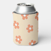 Peach Orange Floral Retro Floral Schlauch für den  Dosenkühler (Kanne Rückseite)
