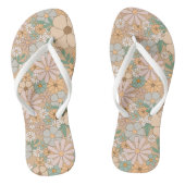 Peach Orange Floral Sandals Hausschuhe Flip Flops Badesandalen (Fußbett)