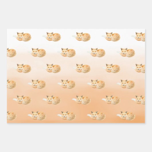 Peach Orange Foxes Geschenkpapier Set (Vorderseite 3)