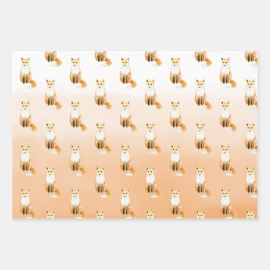 Peach Orange Foxes Geschenkpapier Set (Vorderseite 2)