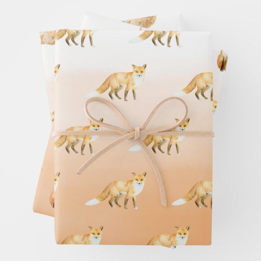 Peach Orange Foxes Geschenkpapier Set (Beispiel)
