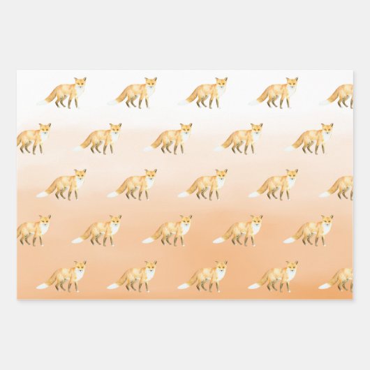 Peach Orange Foxes Geschenkpapier Set (Vorderseite)