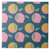 Peach Orange Fruchtmuster Pink Fliese (Vorderseite)