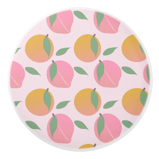 Peach Orange Fruchtmuster Pink Keramikknauf (Vorderseite)