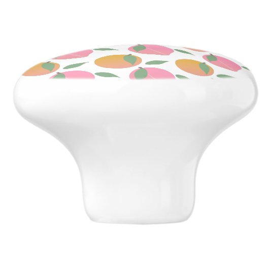 Peach Orange Fruchtmuster Pink Keramikknauf (Seitenansicht)