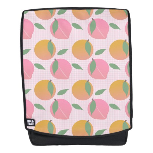 Peach Orange Fruchtmuster Pink Rucksack (Vorderseite)