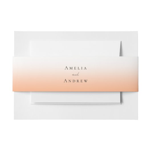 Peach Orange Fuzz Elegante Moderne Hochzeit Einladungsbanderole (Vorderseite Beispiel)