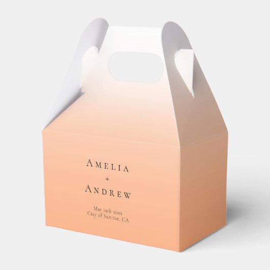 Peach Orange Fuzz Elegante Moderne Hochzeit Geschenkschachtel (Vorderseite)
