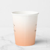 Peach Orange Fuzz Elegante Moderne Hochzeit Pappbecher (Rechts)