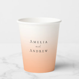Peach Orange Fuzz Elegante Moderne Hochzeit Pappbecher
