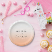 Peach Orange Fuzz Elegante Moderne Hochzeit Pappteller (Party)