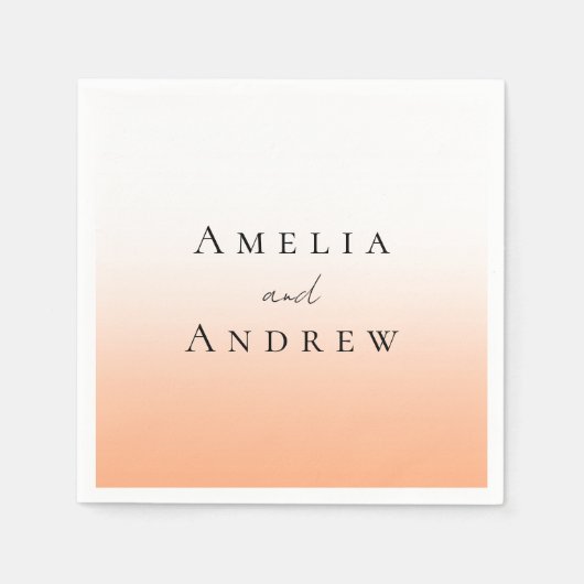 Peach Orange Fuzz Elegante Moderne Hochzeit Serviette (Vorderseite)