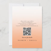 Peach Orange Fuzz Elegantes Foto QR Code Hochzeit Einladung (Rückseite)
