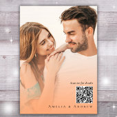 Peach Orange Fuzz Elegantes Foto QR Code Hochzeit Einladung