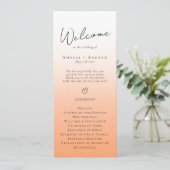 Peach Orange Fuzz Elegantes Hochzeitsprogramm (Stehend Vorderseite)