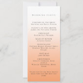 Peach Orange Fuzz Elegantes Hochzeitsprogramm (Rückseite)