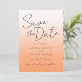 Peach Orange Fuzz Elegantes Skript Modernes Minima Save The Date (Stehend Vorderseite)
