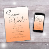 Peach Orange Fuzz Elegantes Skript Modernes Minima Save The Date