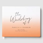 Peach Orange Fuzz Minimal Script Elegante Hochzeit Gästebuch (Vorderseite)