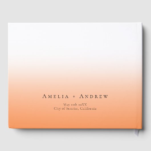 Peach Orange Fuzz Minimal Script Elegante Hochzeit Gästebuch (Rückseite)