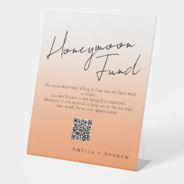 Peach Orange Fuzz Minimal Script Elegante Hochzeit Sockelschild