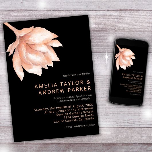 Peach Orange Fuzz Moderne Blumenzange Einladung