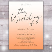 Peach Orange Fuzz Script Eleganter QR Code Hochzei Einladung