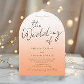 Peach Orange Fuzz Script Eleganter QR Code Hochzei Einladung