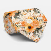 Peach Orange Gold Rose Blume Blumenbeete Krawatte (Gerollt)